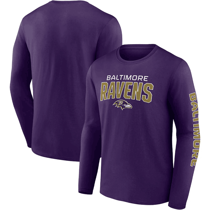 Men's Baltimore Ravens Purple Go the Distance Long Sleeve T-Shirt Men's Baltimore Ravens Purple Go the Distance Long Sleeve T-Shirt